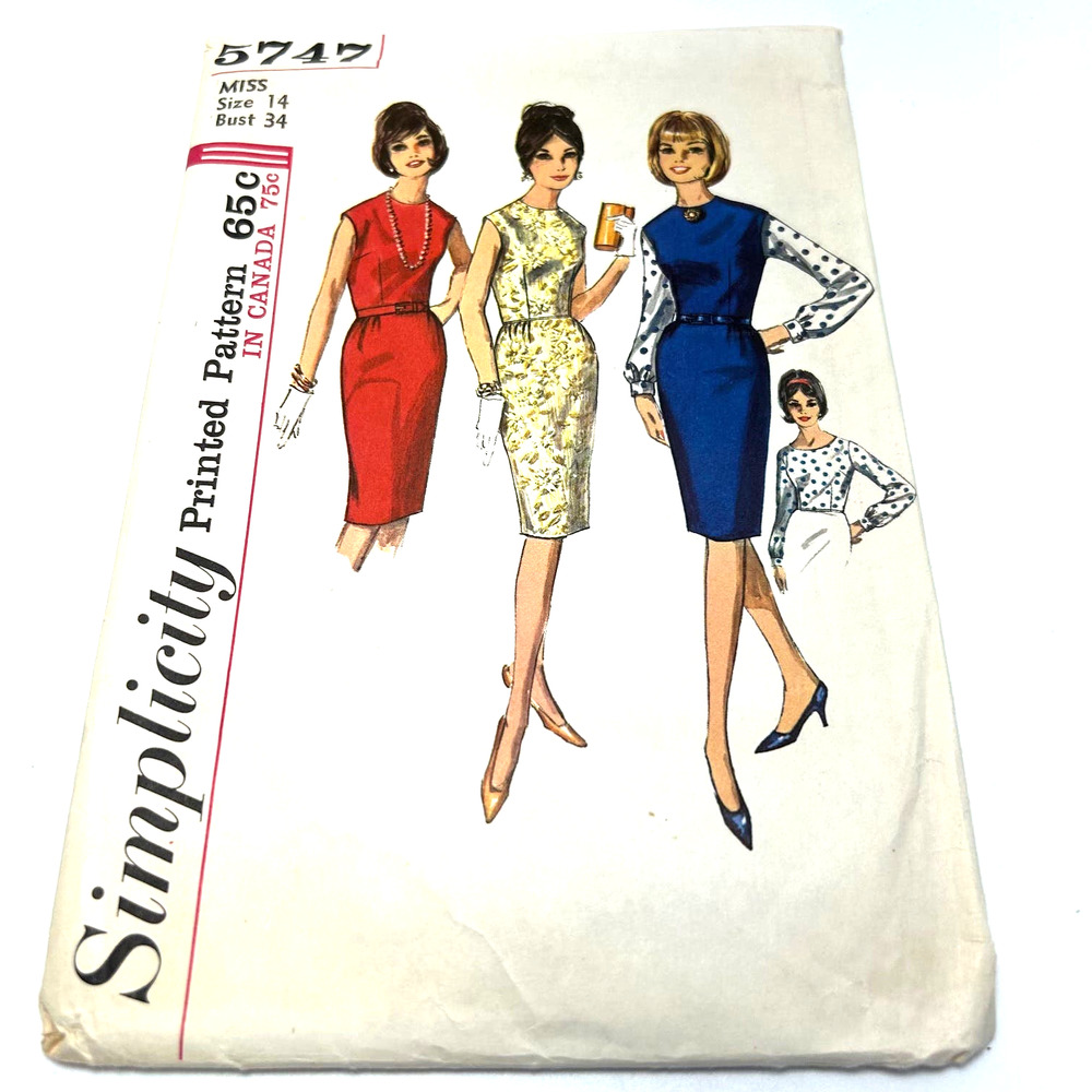 Simplicity Vintage 1960's Pattern #5747 Jr. Misses Dress, Jumper, Blouse Size 14
